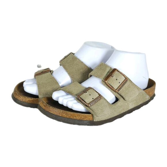 BIRKENSTOCK Women's Arizona US8 EU39 Taupe Suede SoftFB Slide Sandals - Picture 1 of 16